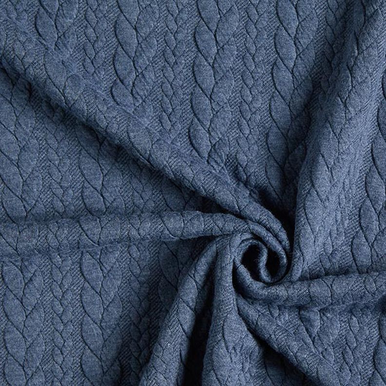 Jerseyjacquard Cloqué Zopfmuster – jeansblau,  image number 3