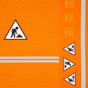 French Terry Panel Einmal Bauarbeiter sein | Stoff&Liebe – hellorange/silbergrau, 