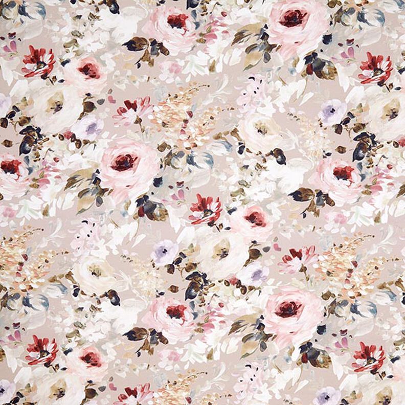 Halb-Panama Dekostoff Floris – beige/rosa,  image number 1