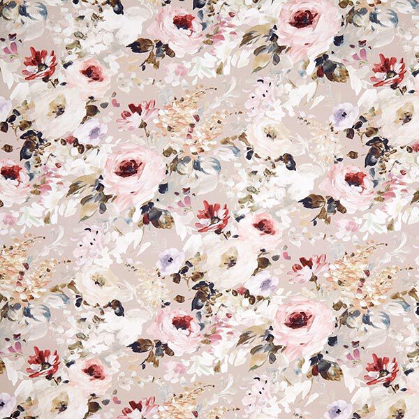 Halb-Panama Dekostoff Floris – beige/rosa, image number 1