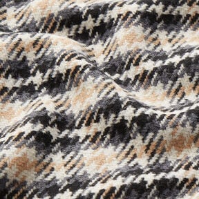 Mantelstoff klassisches Karo – wollweiss/anthrazit,  Mantelstoff klassisches Karo – wollweiss/anthrazit,