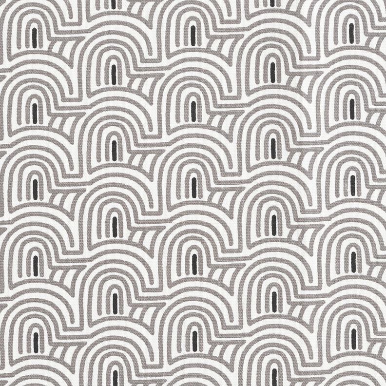 Dekostoff Halbpanama minimalistische Bögen – weiss/grau,  image number 1