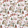 Dekostoff Canvas winterliches Dorf – weiss/dunkelrot,  thumbnail number 1