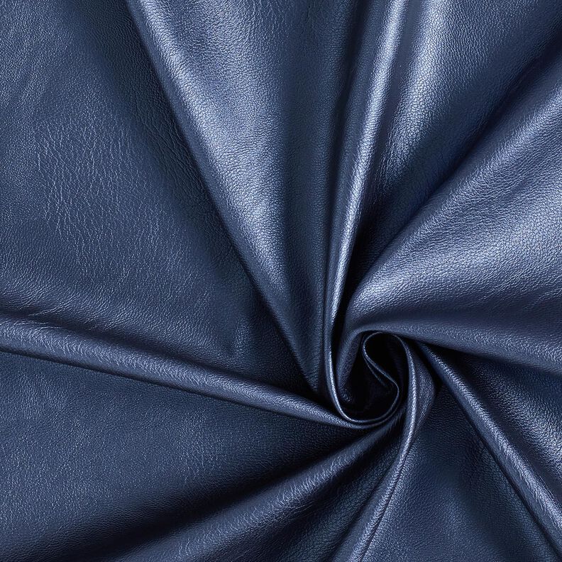 Stretch Lederimitat Metallic – marineblau,  image number 1