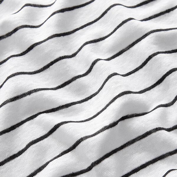 Leinenjersey breite Streifen – weiss/schwarz | Reststück 210cm