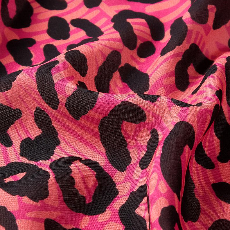 Viskose Voile Leo und Blumen Borderdesign Panel – pink/orange, image number 7
