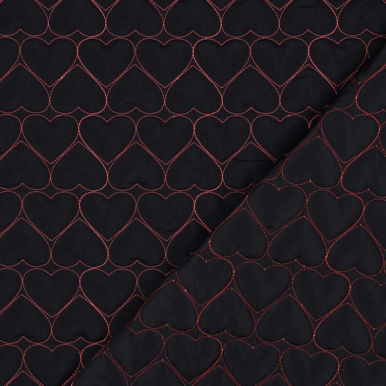 Steppstoff Neon Herzen | Poppy Fabrics – schwarz/neonpink, image number 4