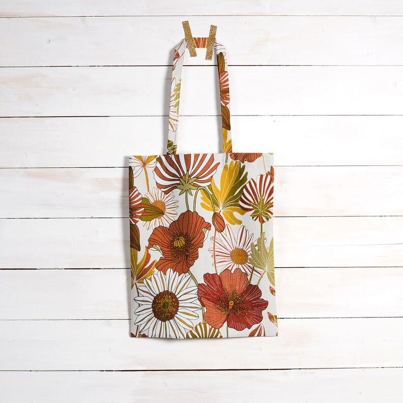 Dekostoff Panama farbenfrohe Blumen – creme/terracotta, image number 8