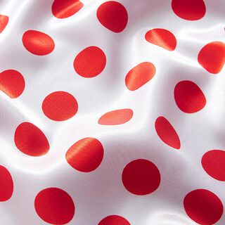 Polyestersatin große Punkte – weiss/rot, 