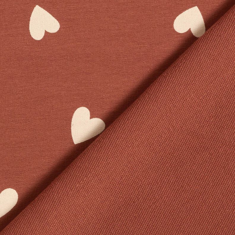 French Terry Sommersweat verstreute Herzen &ndash; dunkelrot,  image number 4