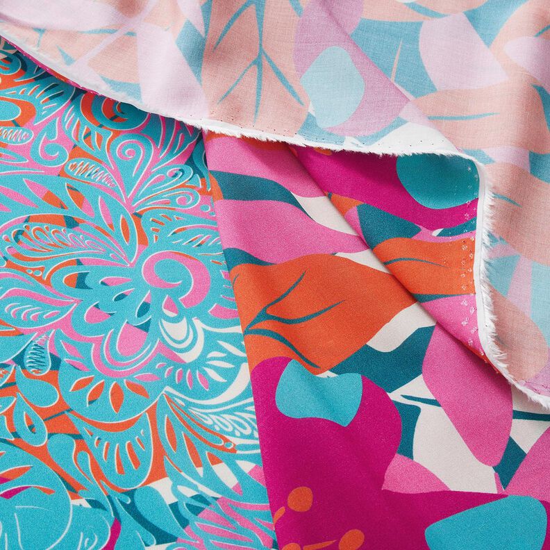 Viskose Voile grosse Blumen Borderdesign Panel – petrol, image number 7