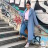 Mantelstoff recyceltes Polyester – jeansblau,  thumbnail number 4