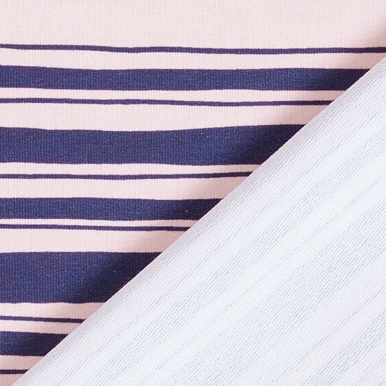 French Terry unregelmäßige Streifen – indigo/rosé,  image number 4