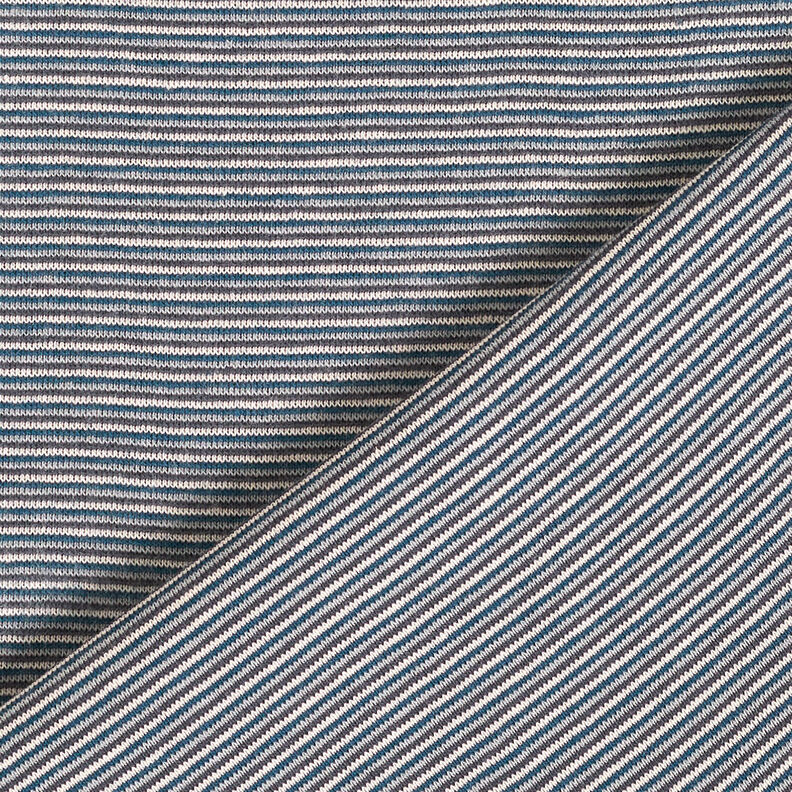 Bündchen Schlauchware schmale Streifen – ozeanblau/silber, image number 3