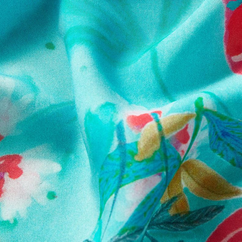 Beachwear Panel Pareo Pfauen und Blumen – aquablau/intensiv pink, image number 3
