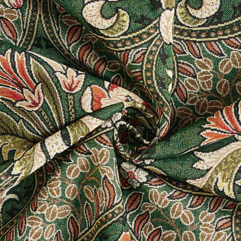 Dekostoff Gobelin Blumenornamente – grün/hellorange, image number 3