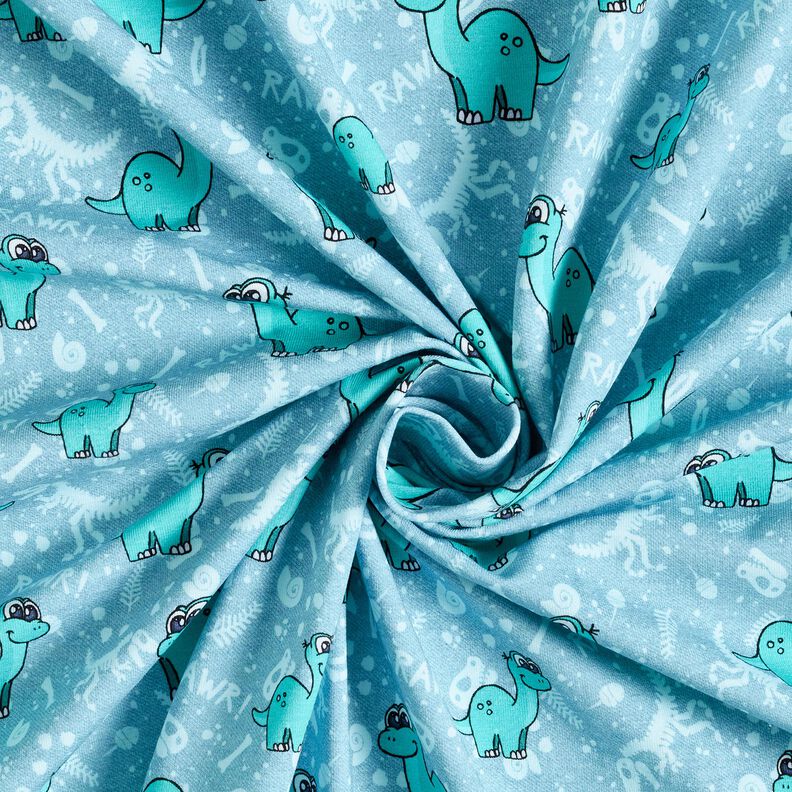 Baumwolljersey Dinosaurier und Fossilien | Glitzerpüppi – hellblau/pfefferminz,  image number 3