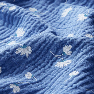 Baumwoll-Musselin Margeriten – jeansblau, 