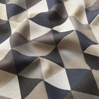 Dekostoff Halbpanama Dreiecke – beige/grau, 