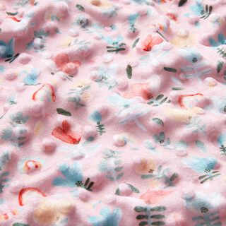 Kuschelfleece geprägte Punkte und Blumen – rosa, 
