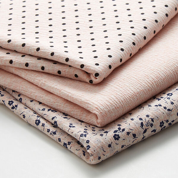 Krinkel-Jersey kleine Polkadots – rosé | Reststück 50cm