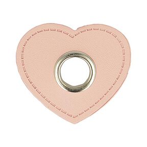 Ösenpatch Lederimitat Herz [ 4 Stück ] – rosé, 