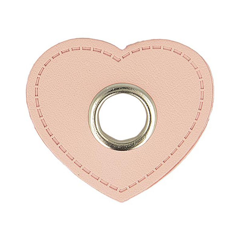 Ösenpatch Lederimitat Herz [ 4 Stück ] – rosé,  image number 1