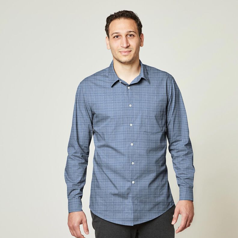Hemdenstoff feine Karos – weiss/jeansblau, image number 6