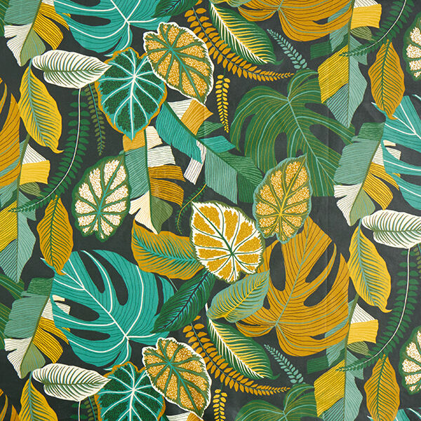 Beschichtete Baumwolle Monstera-Blätter – dunkelgrün, image number 1
