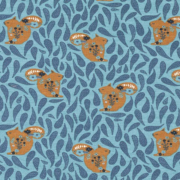 Baumwolljersey Eichhörnchen | STENZO – jeansblau | Reststück 100cm