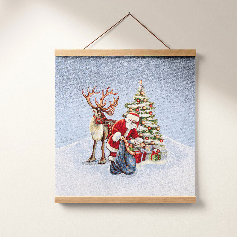 Dekostück Gobelin Weihnachtsmann mit Rentier – blau,  image number 6