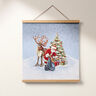 Dekostück Gobelin Weihnachtsmann mit Rentier – blau,  thumbnail number 6