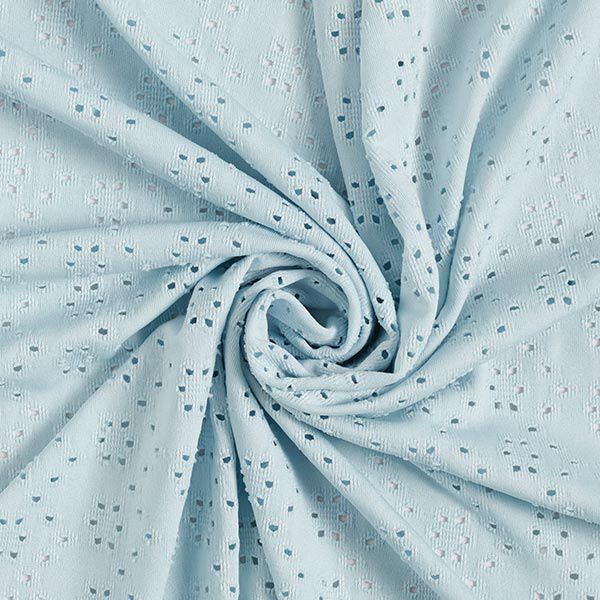 Jersey mit Ajour Lochmuster Blumen – hellblau, image number 4