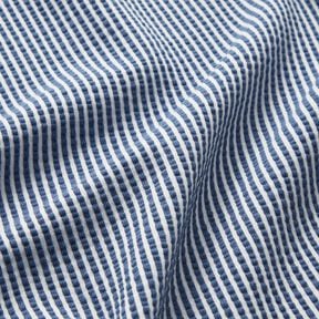 Baumwolljersey Seersucker feine Streifen – jeansblau/weiss, 
