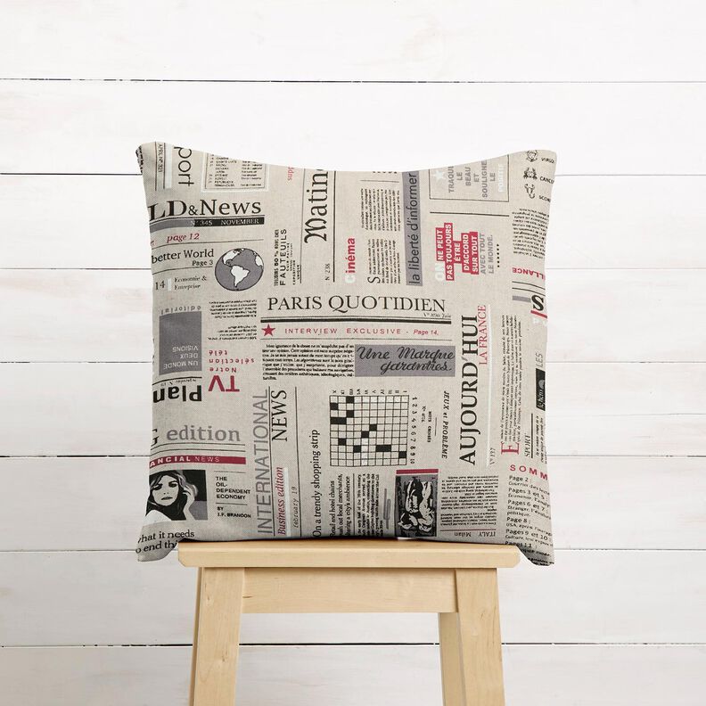 Dekostoff Halbpanama internationale Zeitung – natur/schwarz,  image number 6