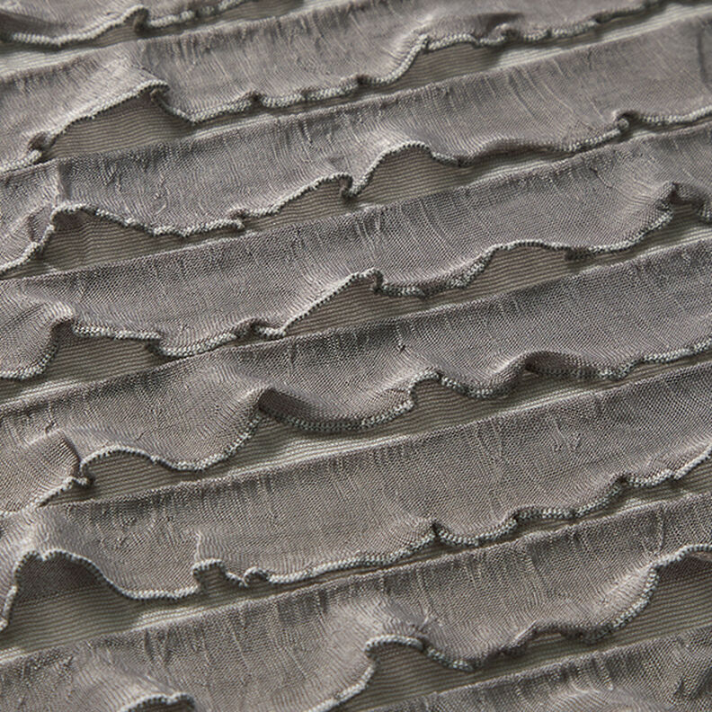 Rüschen Jersey Batik Querstreifen – dunkeltaupe,  image number 2