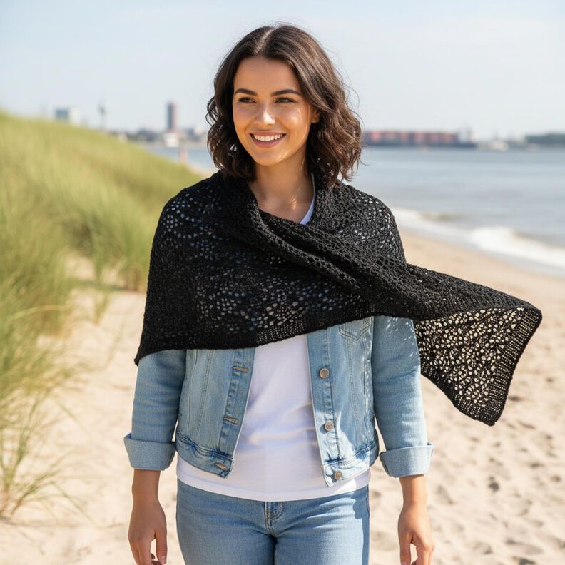 Strickstoff Wellenmuster &ndash; schwarz,  image number 5