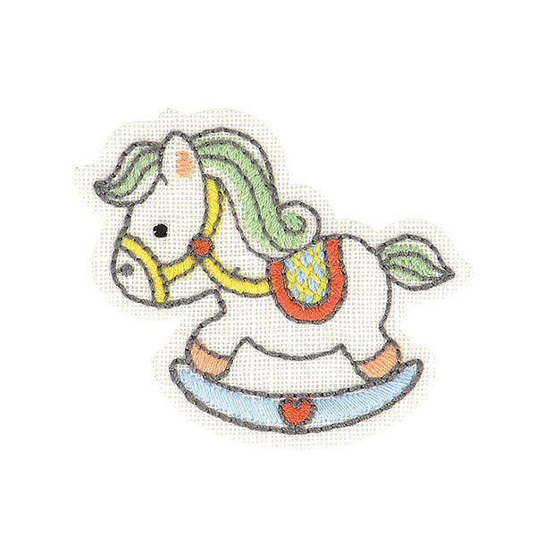 Applikation Schaukelpferd [ 4 x 5 cm ] – wollweiss/hellgrün,  image number 1