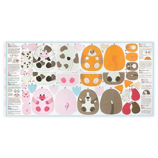 HAPPY FARM Bauernhoftiere als Cut & Sew Panel auf Baumwolle [ 80 x 155 cm ] | Kullaloo, 