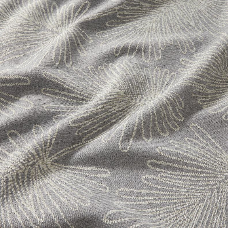 Dekostoff Jacquard Blätterkonturen – grau,  image number 2