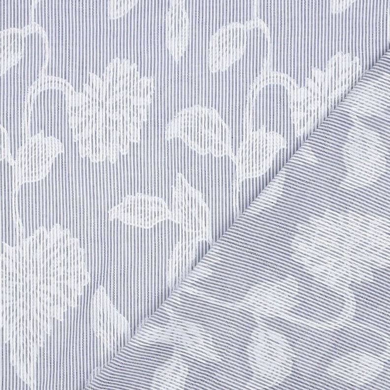 Baumwoll Jacquard Streifen & Blumen buntgewebt &ndash; weiss/blau,  image number 4