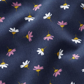 Babycord kleine Blümchen – marineblau, 