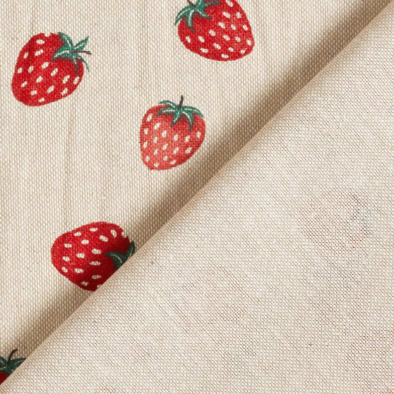 Dekostoff Halbpanama kleine Erdbeeren – rot/natur, image number 4