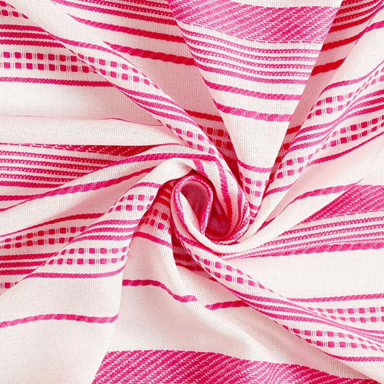 Baumwollstoff gestickte Streifen – wollweiss/pink,  image number 3
