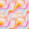 Viskosestoff sommerliches Wellenmuster – apricot/eisblau,  thumbnail number 1