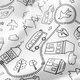 Baumwollpopeline Ausmalstoff Unterwegs – weiss/schwarz,  thumbnail number 2