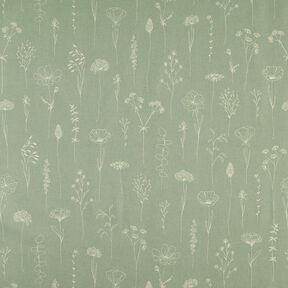 Dekostoff Halbpanama zarte Blumen – schilf, 