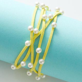 Kunstlederband mit Perlen [ 3 mm ] – gelb, 