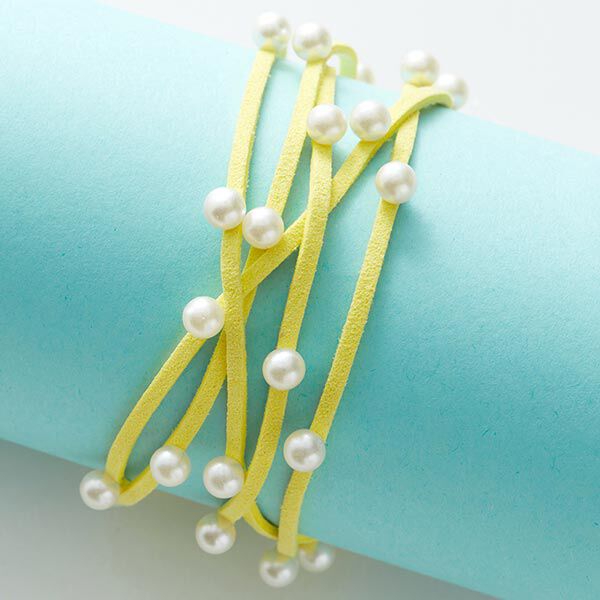 Kunstlederband mit Perlen [ 3 mm ] – gelb,  image number 1