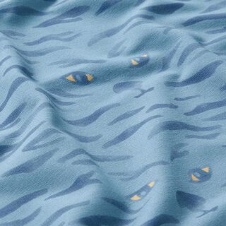 French Terry Sommersweat versteckter Tiger | PETIT CITRON – stahlblau, 